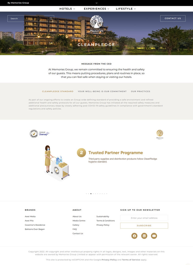 COVID-19 ‘CleanPledge’ Project for Safety Measures at Memories Group